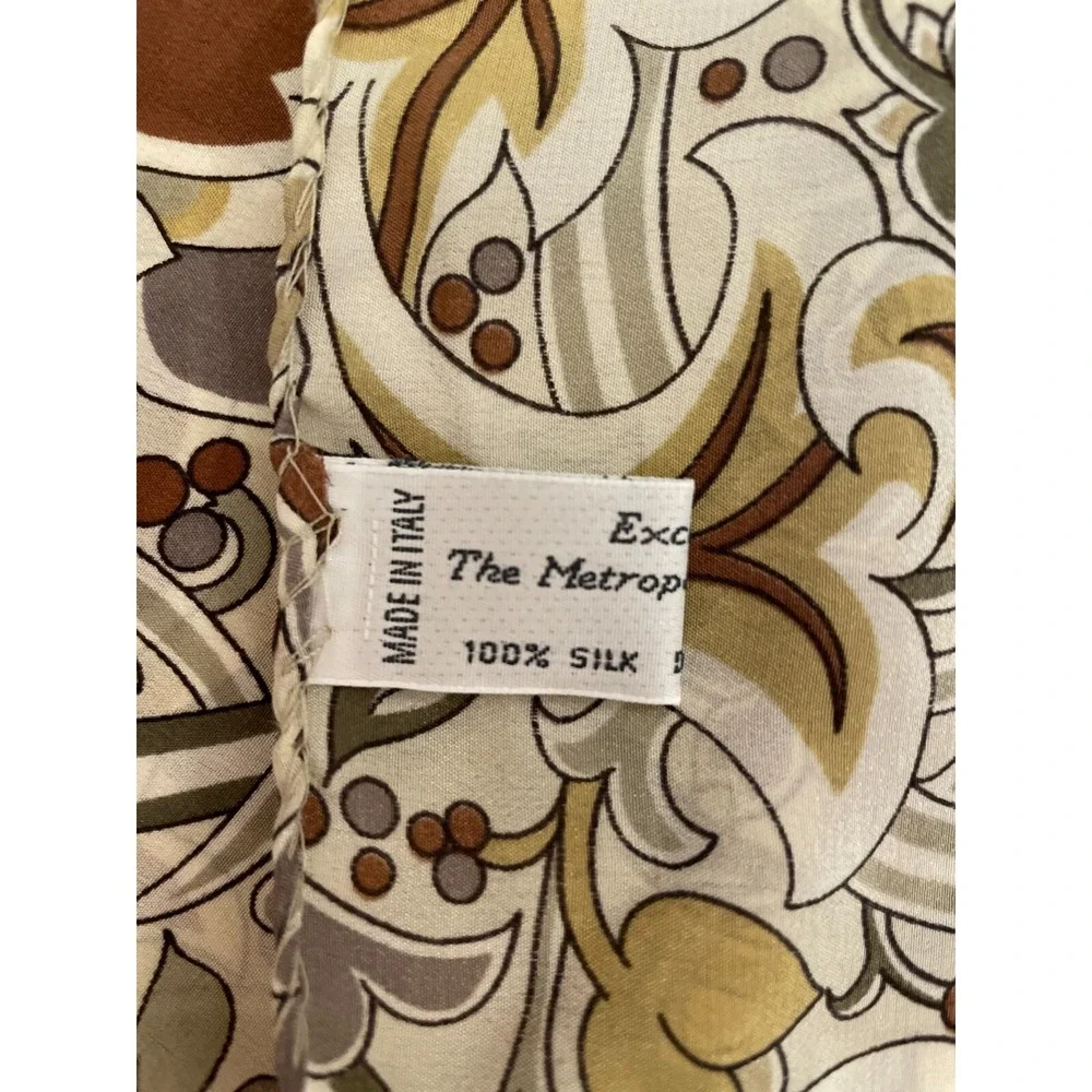 Metropolitan Museum Of Art Womens‎ Scarf One Size Beige Mod Art Floral Leaf Silk